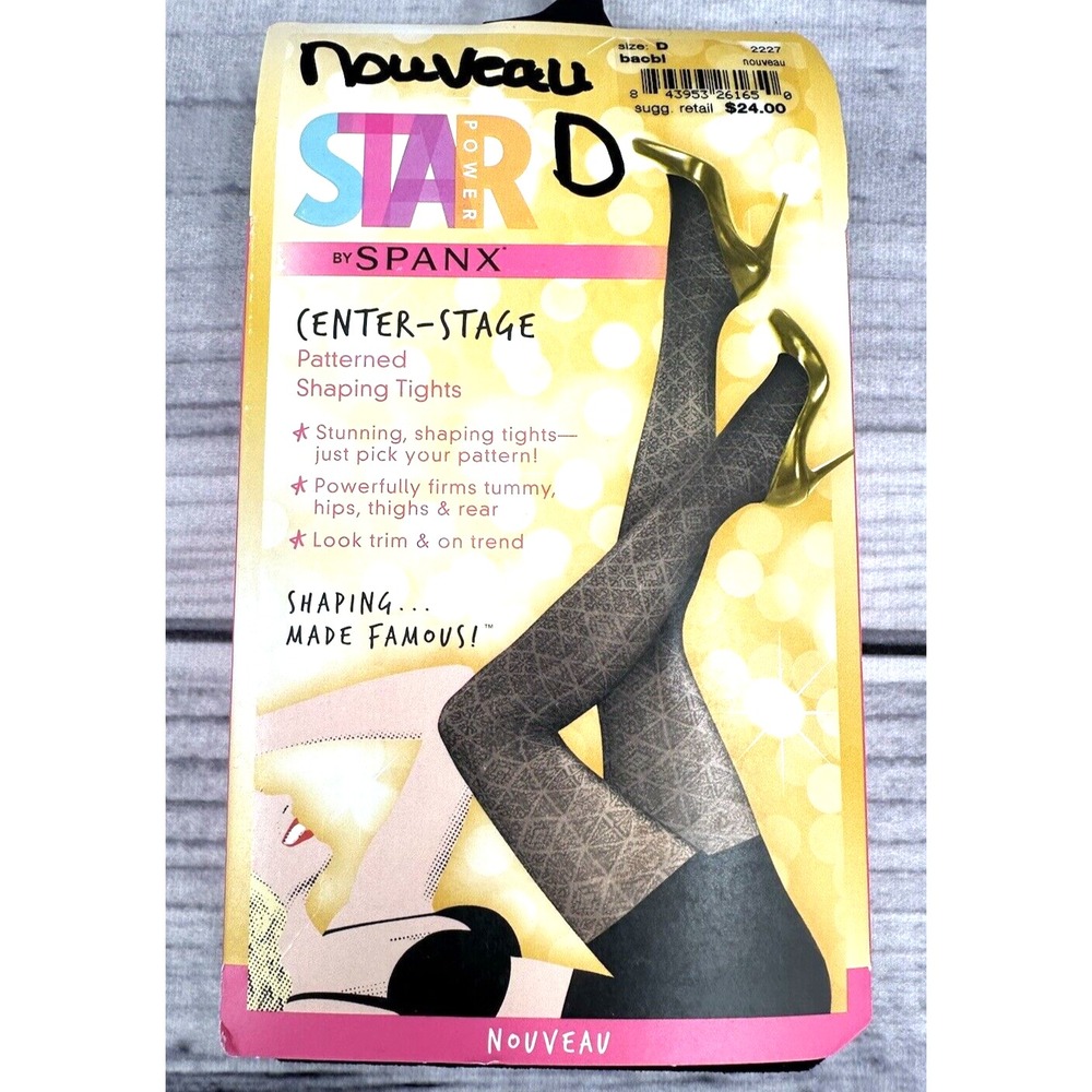 SPANX STAR POWER NOUVEAU SHAPING TIGHTS‎  Size D   BACKDROP BLACK